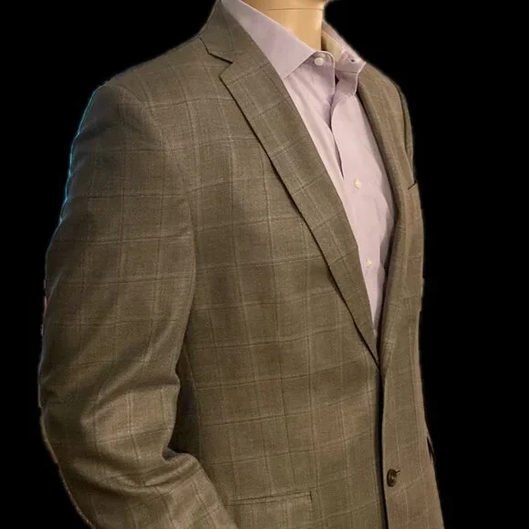 Calvin Klein 40R 52% Silk 48% Wool Sports Jacket Windowpane